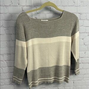 Clio Petites silk blend color block boat neck pullover sweater size Petite large